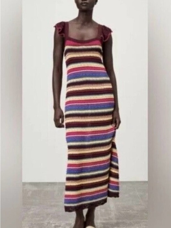 Zara Dresses & Skirts - NWT NWT Women's Zara Special Edition Crochet Knit Striped Maxi Dress